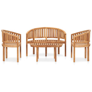 Set Salotto da Giardino 4 pz Design Curvo in Massello di Teak cod mxl 40732