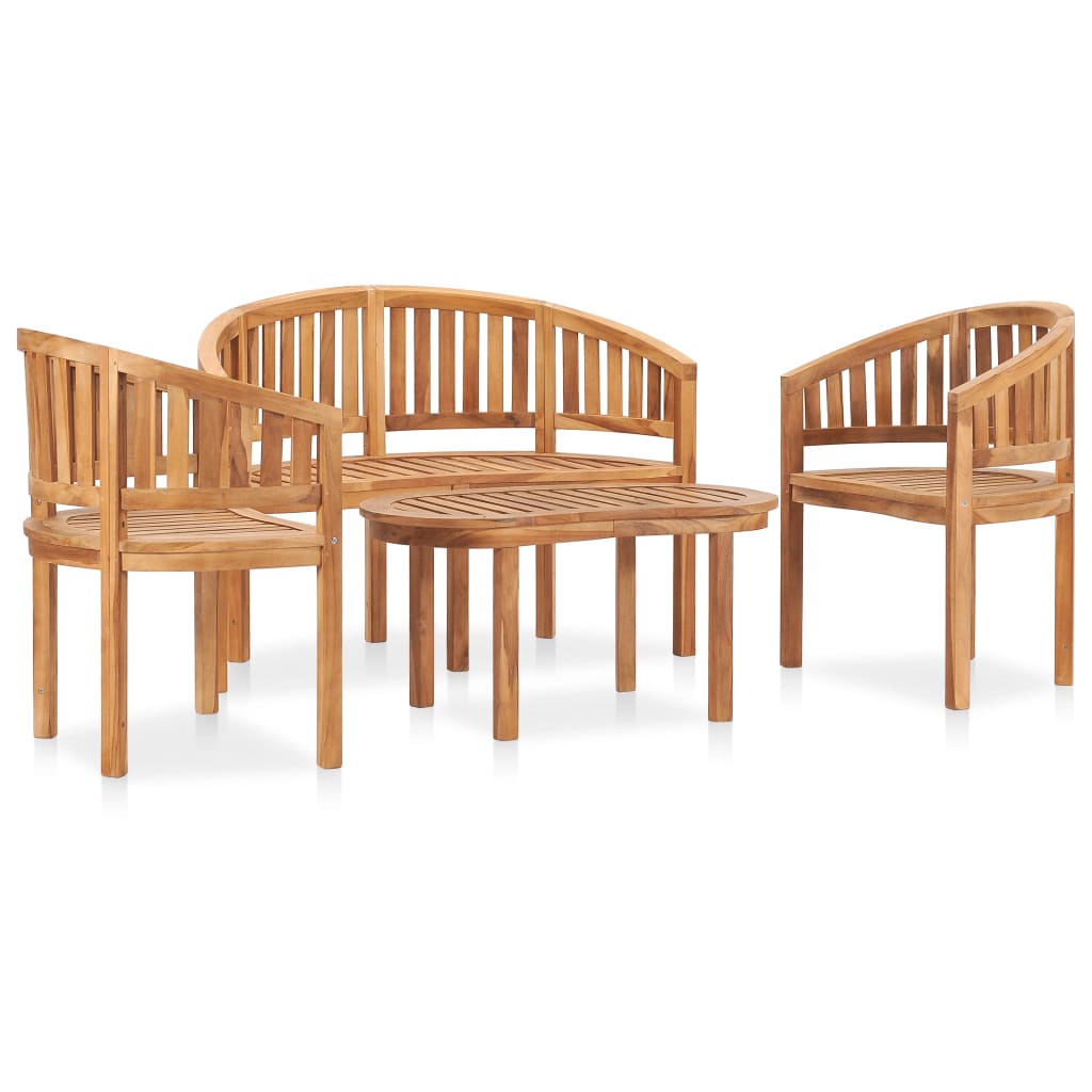 Set Salotto da Giardino 4 pz Design Curvo in Massello di Teak cod mxl 40732