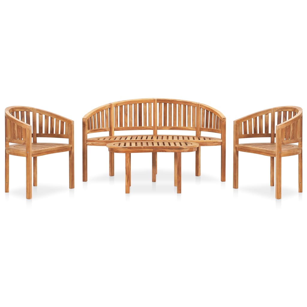 Set Salotto da Giardino 4 pz Design Curvo in Massello di Teak 3059962