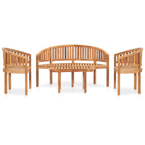 Set Salotto da Giardino 4 pz Design Curvo in Massello di Teak 3059962