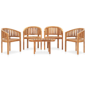 Set Salotto da Giardino 5 pz Design Curvo in Massello di Teak cod mxl 40733