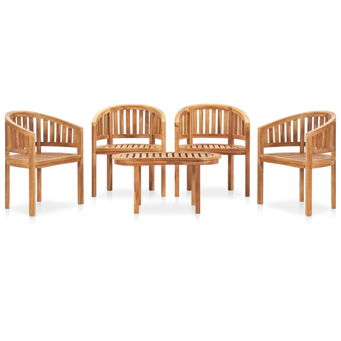 Set Salotto da Giardino 5 pz Design Curvo in Massello di Teak cod mxl 40733