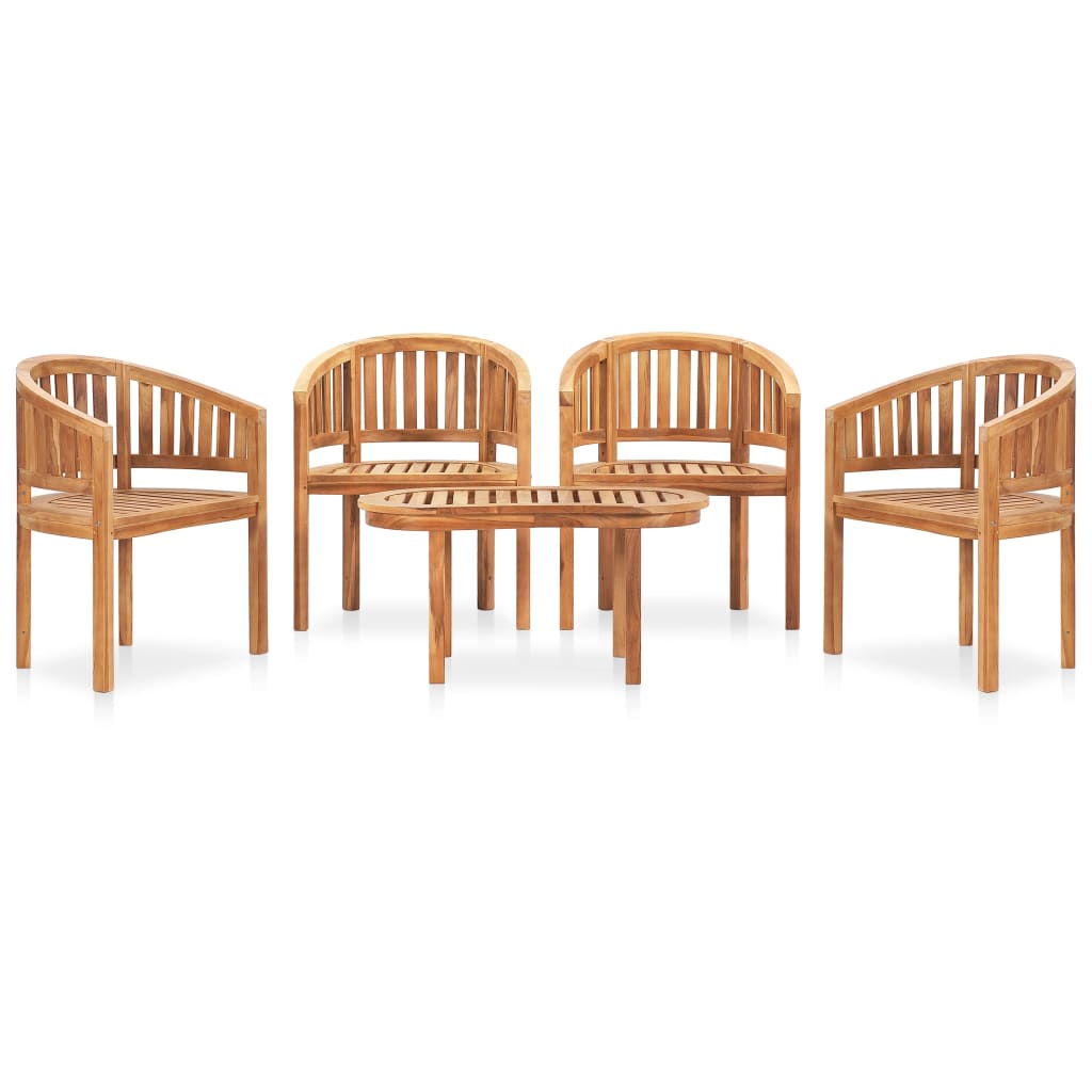 Set Salotto da Giardino 5 pz Design Curvo in Massello di Teak 3059963