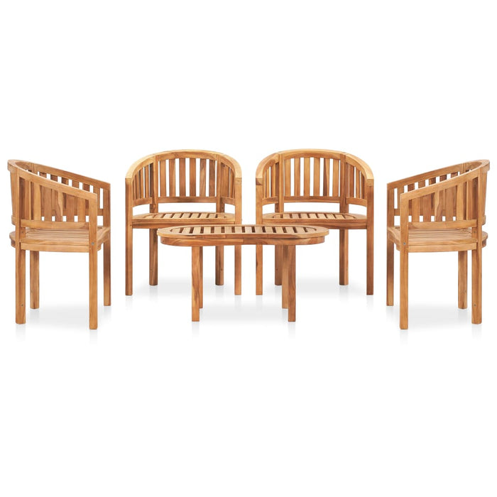 Set Salotto da Giardino 5 pz Design Curvo in Massello di Teak cod mxl 40733