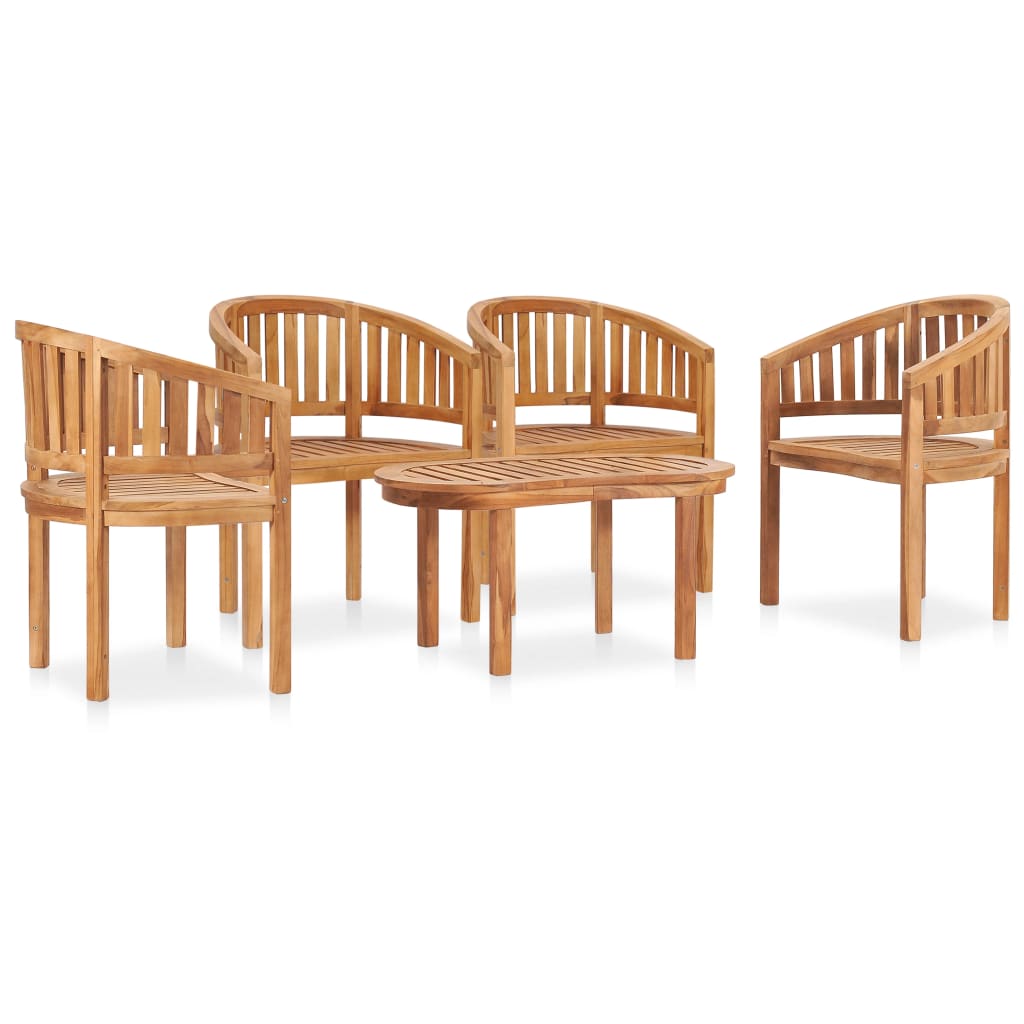 Set Salotto da Giardino 5 pz Design Curvo in Massello di Teak cod mxl 40733