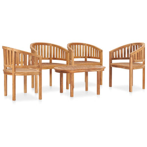 Set Salotto da Giardino 5 pz Design Curvo in Massello di Teak cod mxl 40733