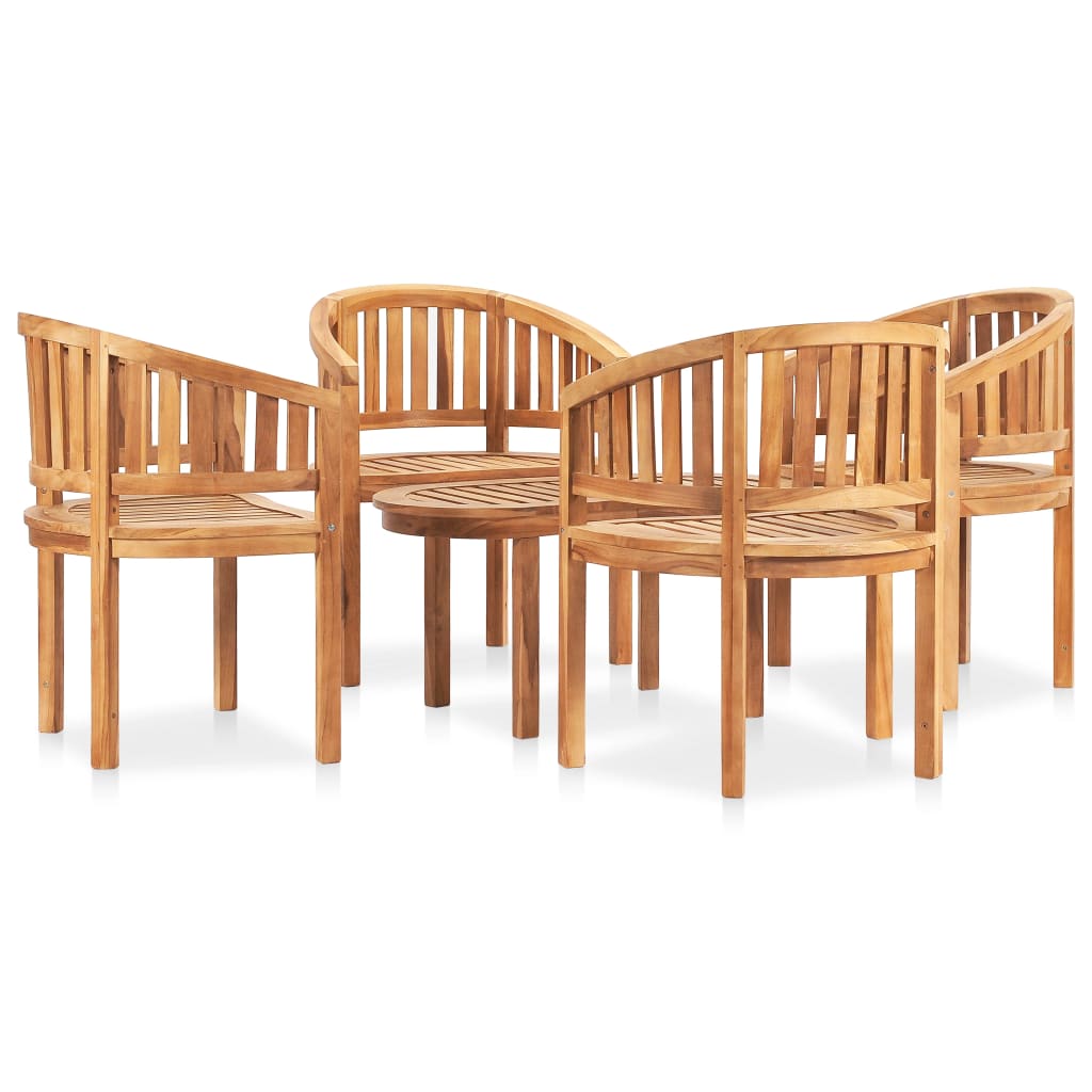 Set Salotto da Giardino 5 pz Design Curvo in Massello di Teak cod mxl 40733