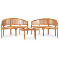 Set Salotto da Giardino 3 pz Design Curvo in Massello di Teak 3059967