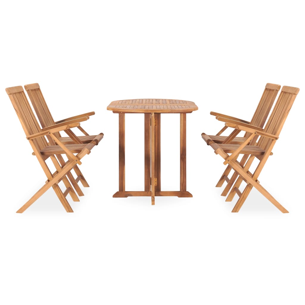 Set da Pranzo da Giardino 5 pz Pieghevole in Massello di Teak 3059975