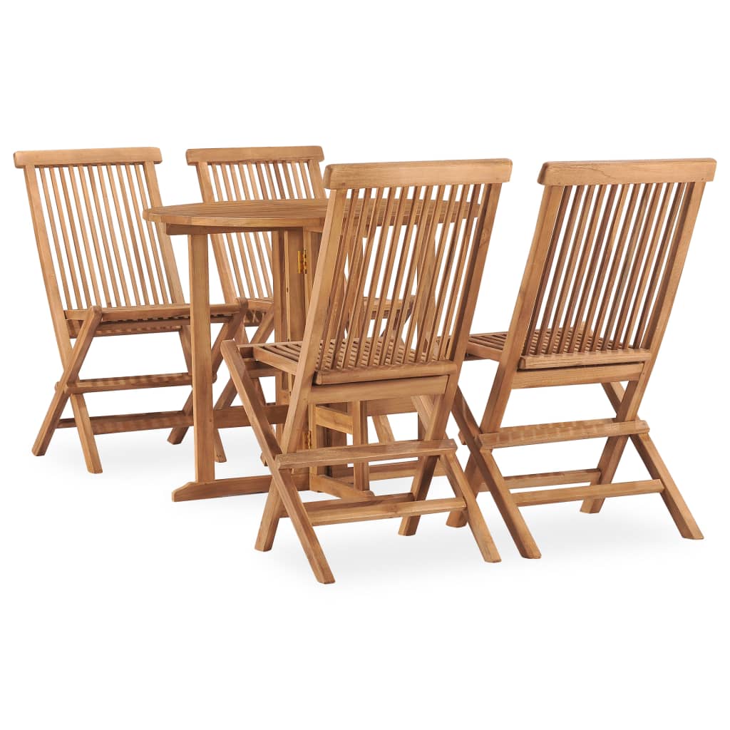 Set da Pranzo da Giardino 5 pz Pieghevole in Massello di Teak cod mxl 40823