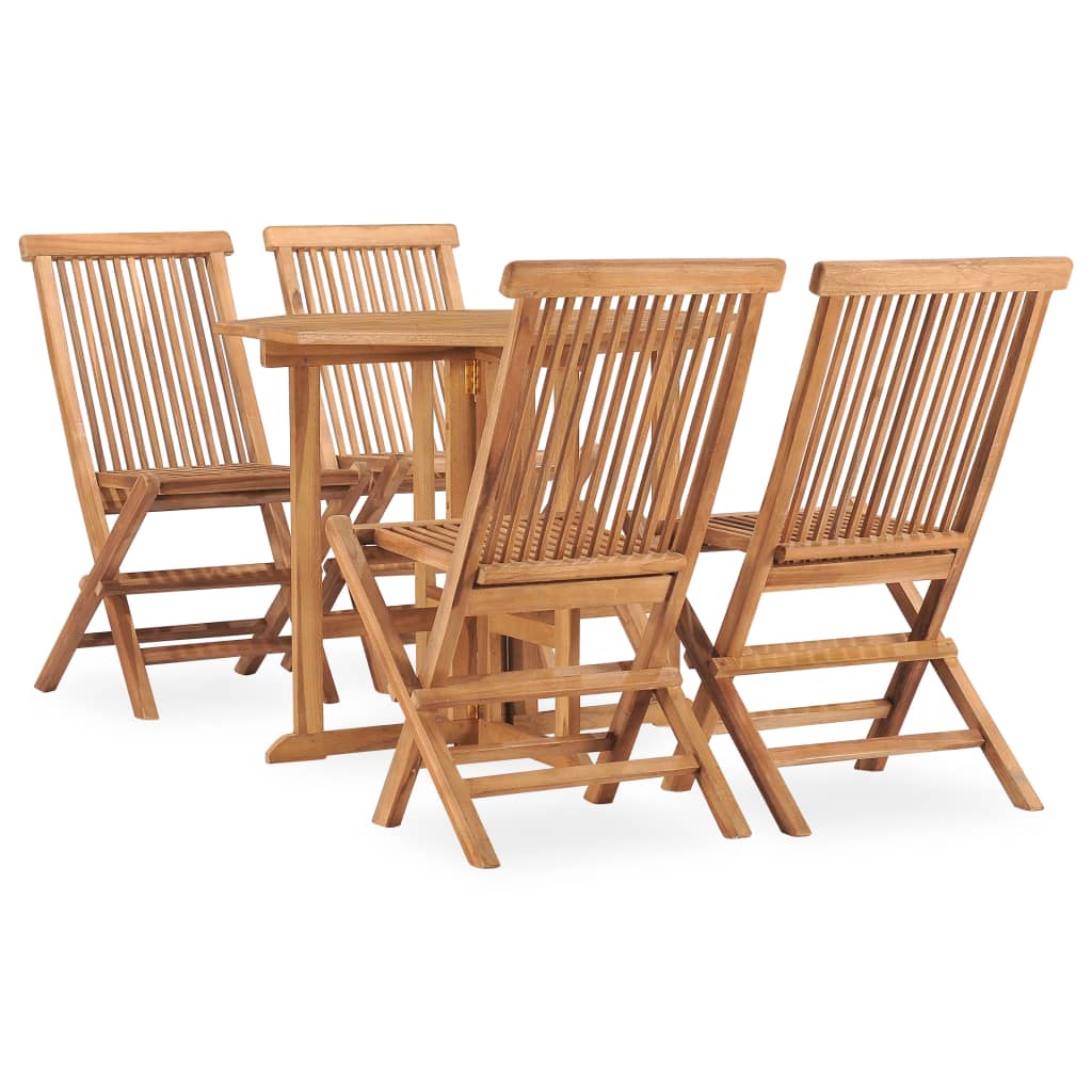 Set da Pranzo da Giardino 5 pz Pieghevole in Massello di Teak cod mxl 35434