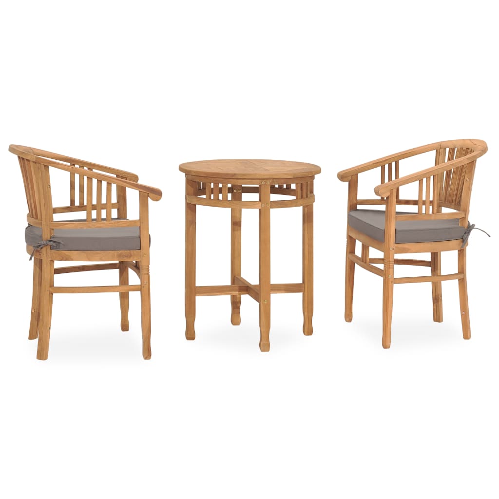 Set da Pranzo da Giardino 3 pz con Cuscini in Massello di Teak cod mxl 39201