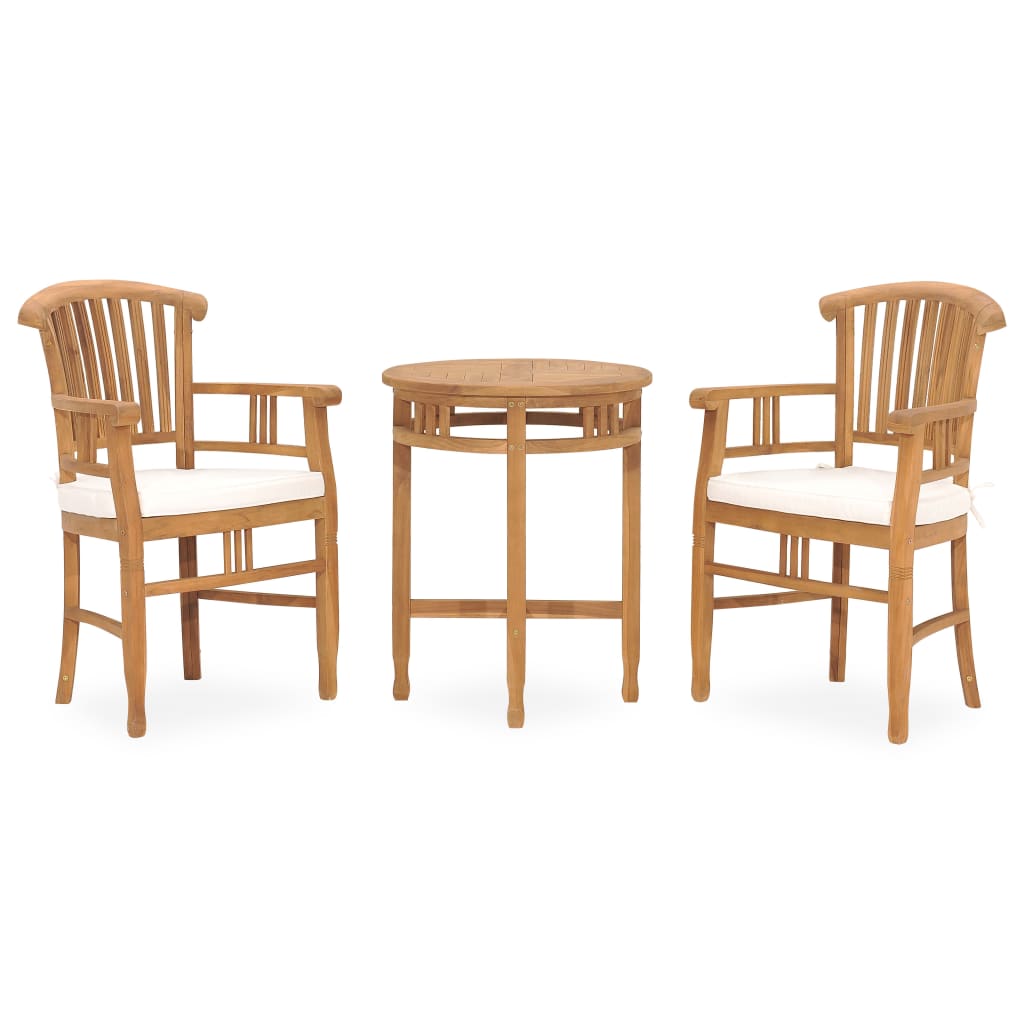 Set da Pranzo da Giardino 3 pz con Cuscini in Massello di Teak cod mxl 39481