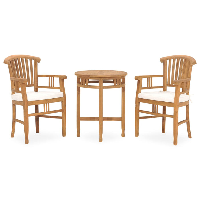 Set da Pranzo da Giardino 3 pz con Cuscini in Massello di Teak cod mxl 39481