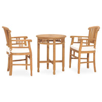 Set da Pranzo da Giardino 3 pz con Cuscini in Massello di Teak cod mxl 39481