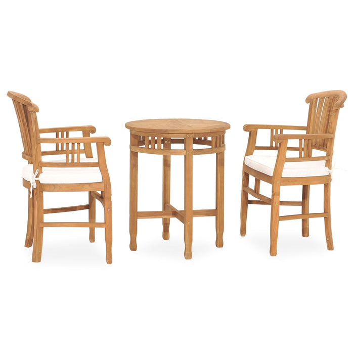 Set da Pranzo da Giardino 3 pz con Cuscini in Massello di Teak cod mxl 39481