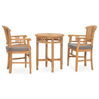 Set da Pranzo da Giardino 3 pz con Cuscini in Legno di Teak cod mxl 39479