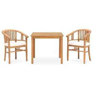 Set da Pranzo da Giardino 3 pz con Cuscini in Massello di Teak cod mxl 35521