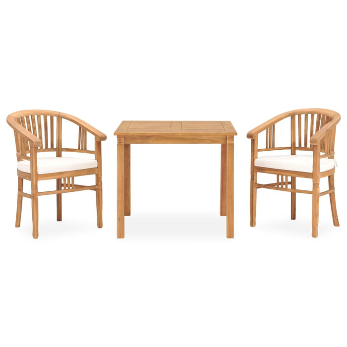 Set da Pranzo da Giardino 3 pz con Cuscini in Massello di Teak 3060004