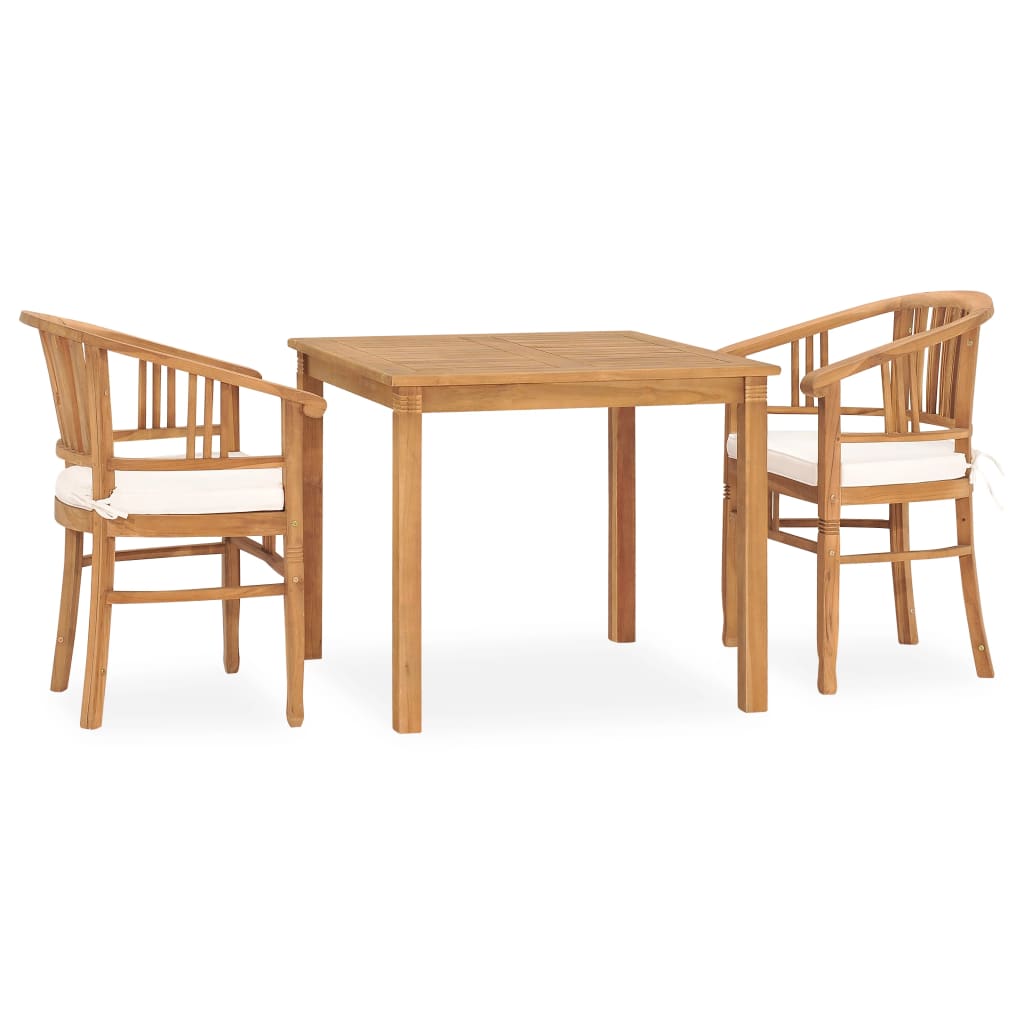 Set da Pranzo da Giardino 3 pz con Cuscini in Massello di Teak cod mxl 35521