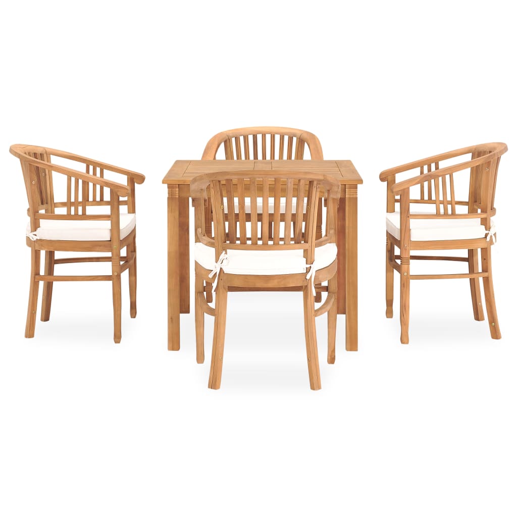 Set da Pranzo da Giardino 5 pz con Cuscini in Massello di Teak cod mxl 36230