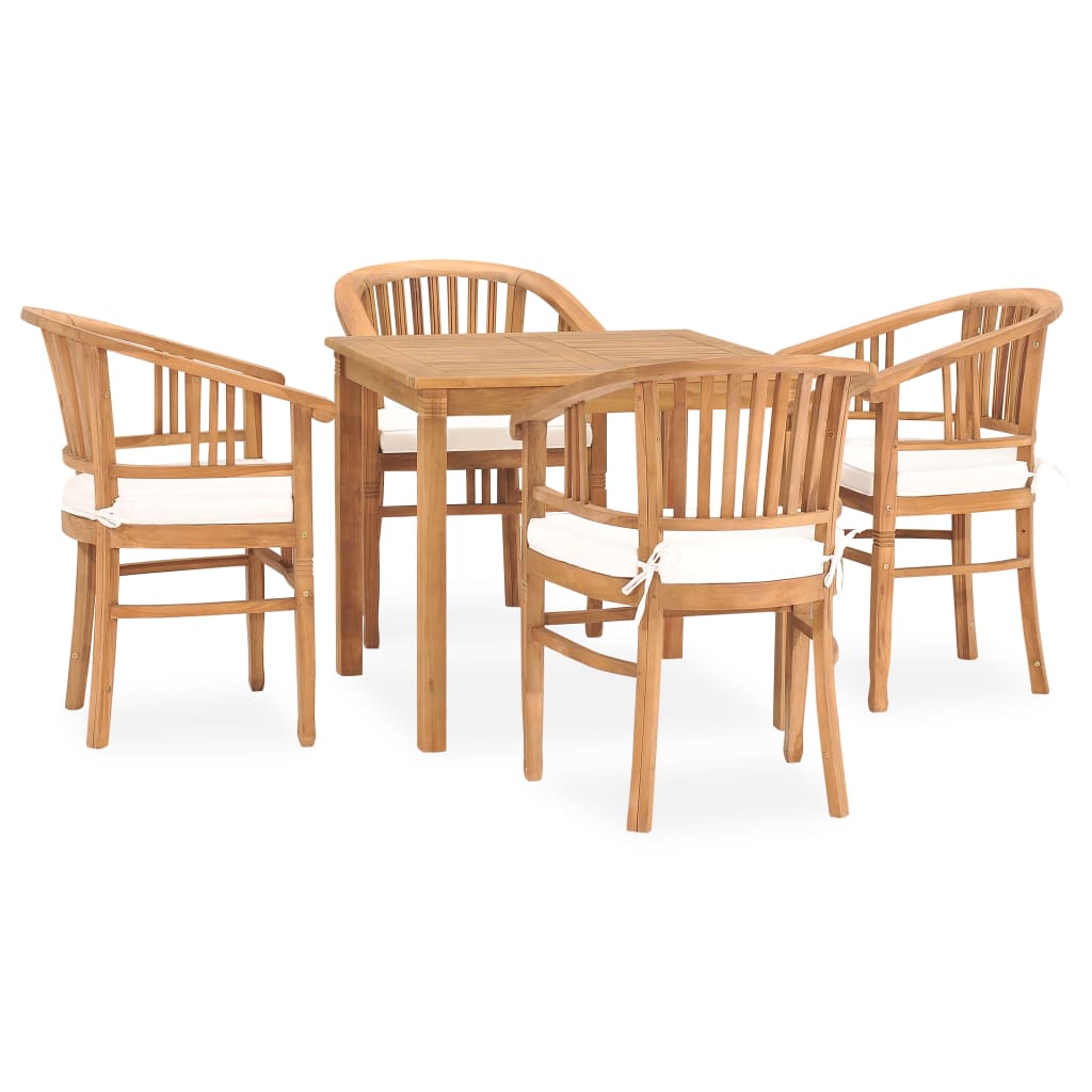 Set da Pranzo da Giardino 5 pz con Cuscini in Massello di Teak cod mxl 36230