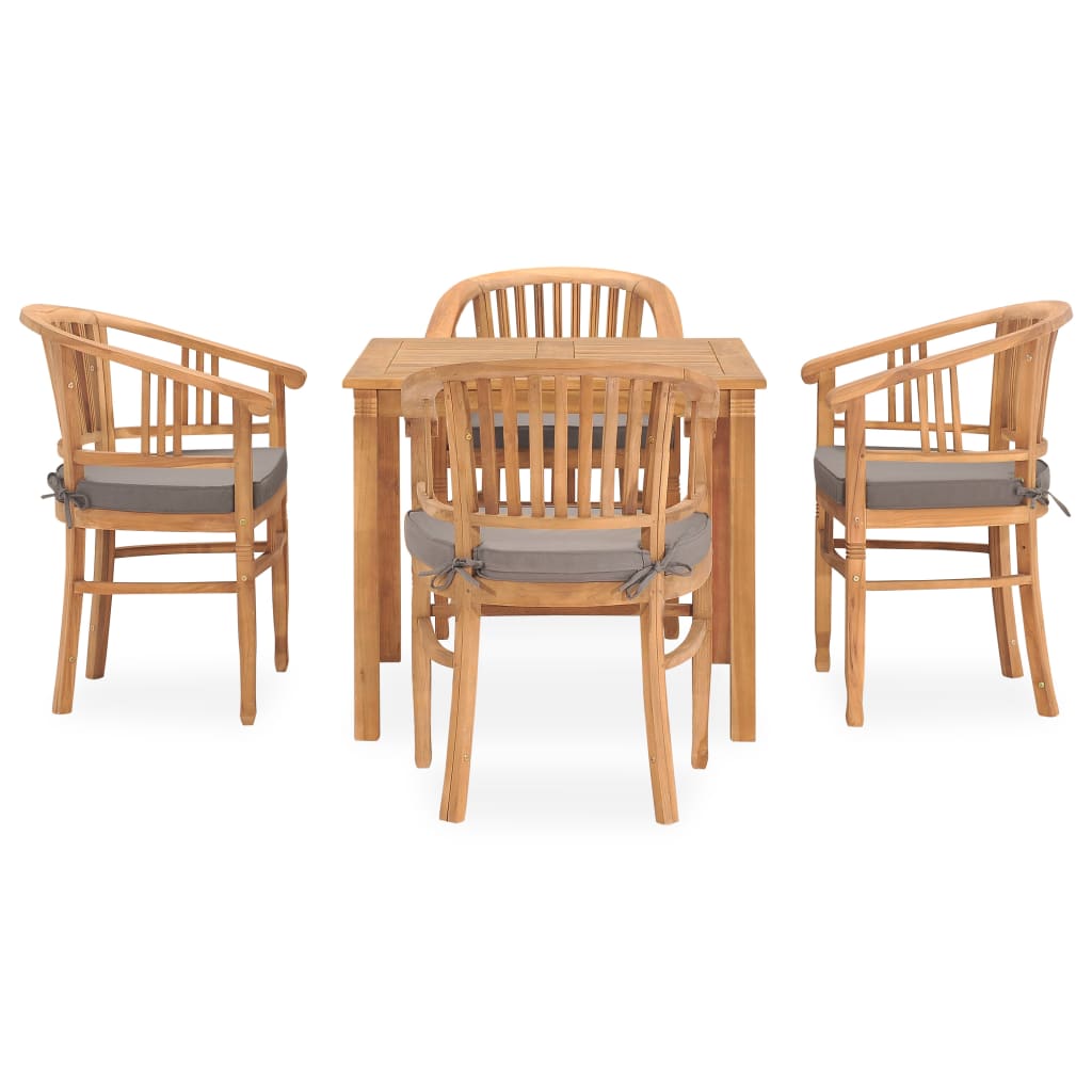 Set da Pranzo da Giardino 5 pz con Cuscini in Massello di Teak cod mxl 49942