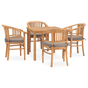 Set da Pranzo da Giardino 5 pz con Cuscini in Massello di Teak cod mxl 49942