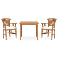 Set da Pranzo da Giardino 3 pz con Cuscini in Legno di Teak cod mxl 35784