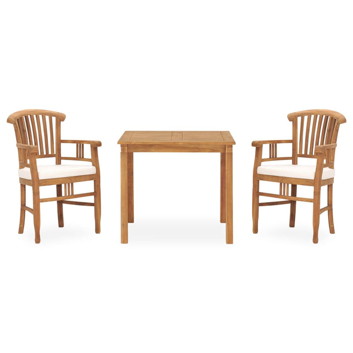 Set da Pranzo da Giardino 3 pz con Cuscini in Legno di Teak cod mxl 35784