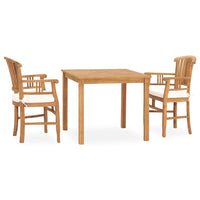 Set da Pranzo da Giardino 3 pz con Cuscini in Legno di Teak cod mxl 35784