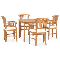 Set da Pranzo da Giardino 5 pz con Cuscini in Legno di Teak cod mxl 35520