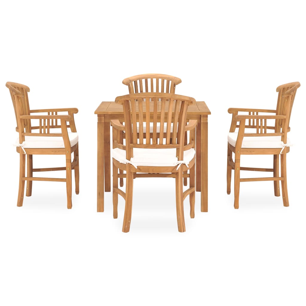 Set da Pranzo da Giardino 5 pz con Cuscini in Legno di Teak cod mxl 35520