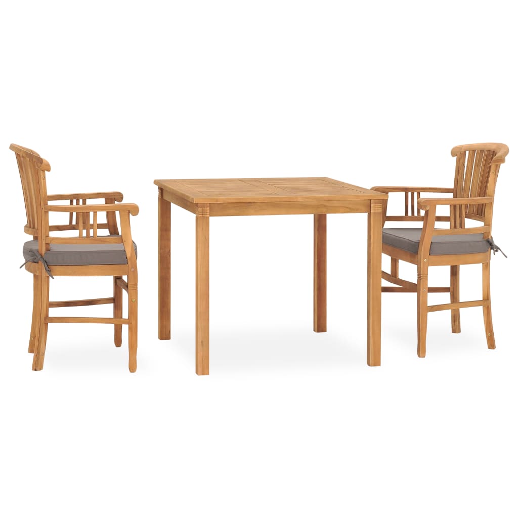 Set da Pranzo da Giardino 3 pz con Cuscini in Legno di Teak cod mxl 35785