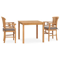 Set da Pranzo da Giardino 3 pz con Cuscini in Legno di Teak cod mxl 35785