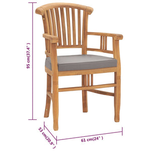 Set da Pranzo da Giardino 3 pz con Cuscini in Legno di Teak cod mxl 35785