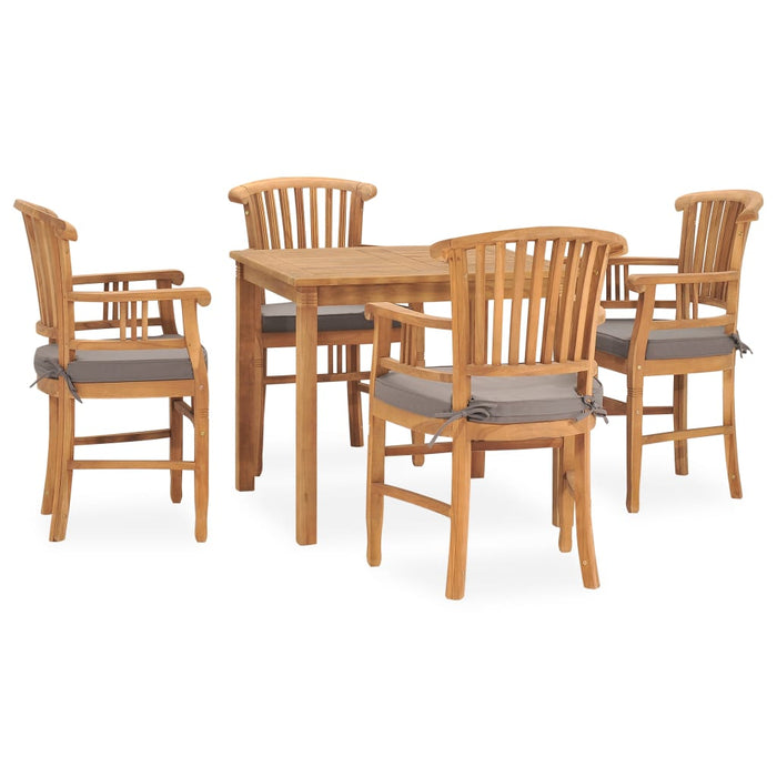 Set da Pranzo da Giardino 5 pz con Cuscini in Legno di Teak 3060013