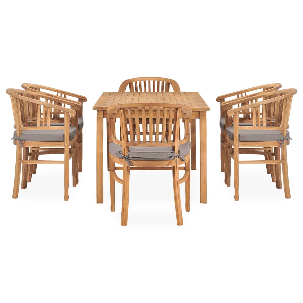 Set da Pranzo da Giardino 7 pz con Cuscini in Legno di Teak 3060021