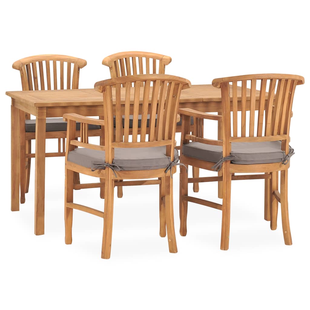 Set da Pranzo da Giardino 5 pz con Cuscini in Legno di Teak 3060026