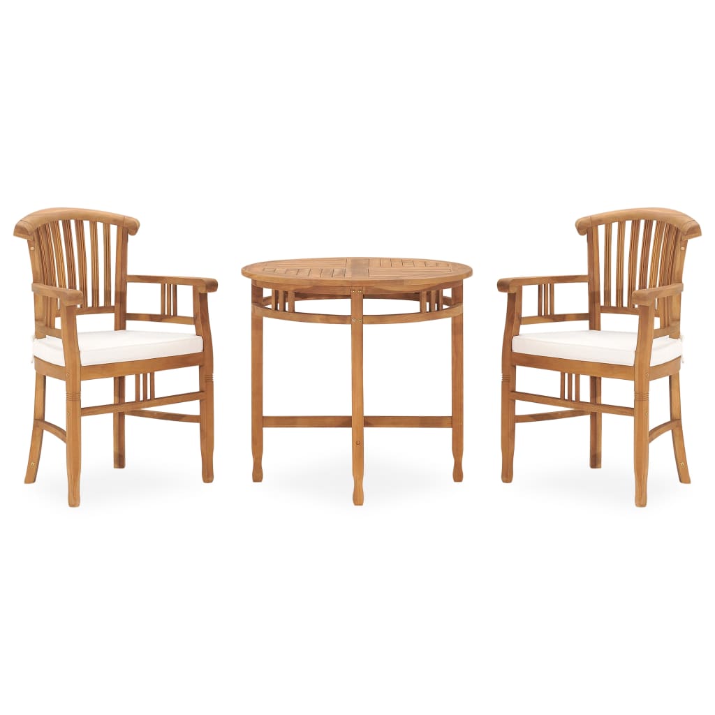 Set da Pranzo da Giardino 3 pz con Cuscini in Legno di Teak cod mxl 31011