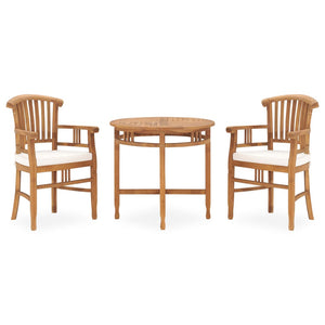 Set da Pranzo da Giardino 3 pz con Cuscini in Legno di Teak cod mxl 31011