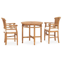 Set da Pranzo da Giardino 3 pz con Cuscini in Legno di Teak cod mxl 31011