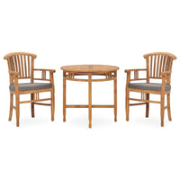 Set da Pranzo da Giardino 3 pz con Cuscini in Legno di Teak 3060045