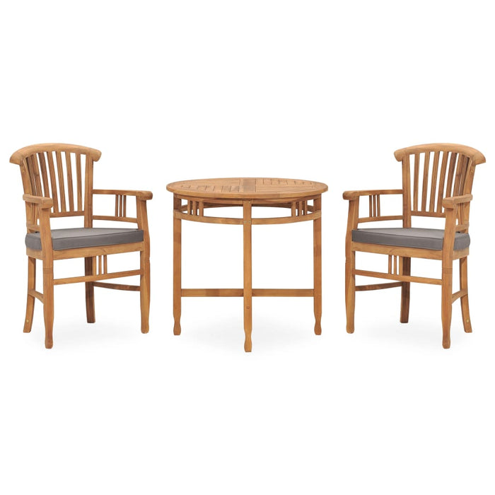 Set da Pranzo da Giardino 3 pz con Cuscini in Legno di Teak 3060045