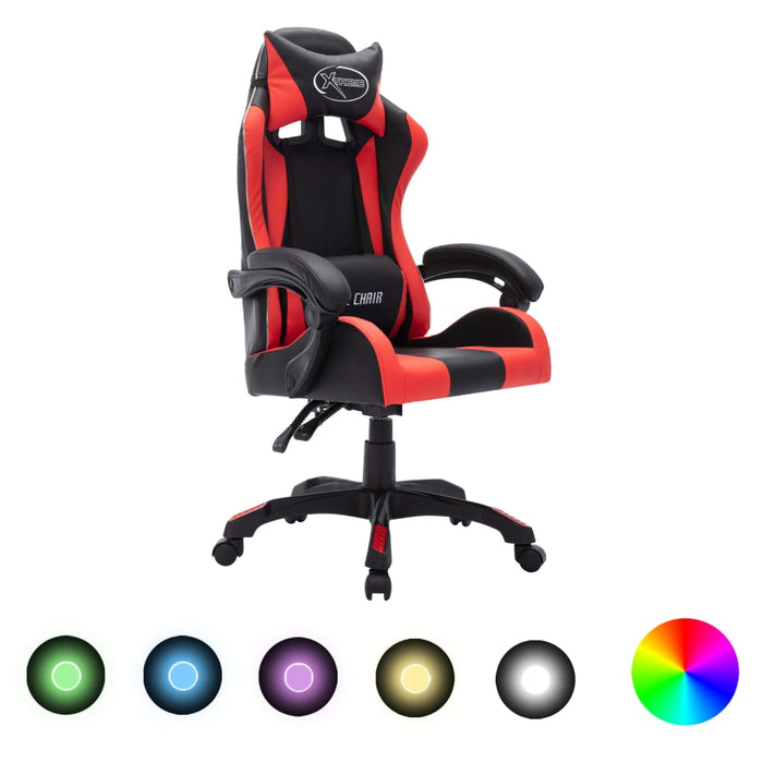 Sedia da Gaming con Luci a LED RGB Rossa e Nera in Similpelle 287997