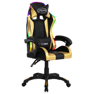 Sedia da Gaming con Luci a LED RGB Oro e Nera in Similpelle 287998