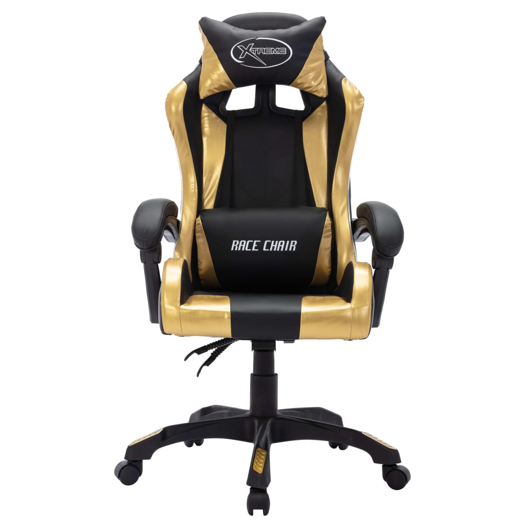 Sedia da Gaming con Luci a LED RGB Oro e Nera in Similpelle 287998