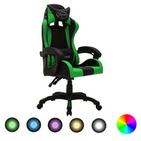 Sedia da Gaming con Luci a LED RGB Verde e Nera in Similpelle 287999