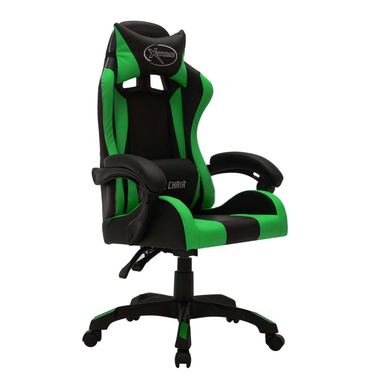 Sedia da Gaming con Luci a LED RGB Verde e Nera in Similpelle 287999