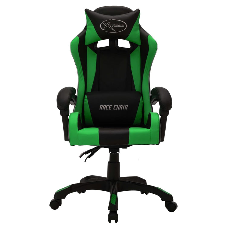 Sedia da Gaming con Luci a LED RGB Verde e Nera in Similpelle 287999